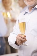 Closeup portrait of champagne glass