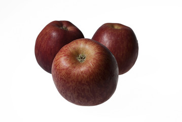 Fototapeta na wymiar Detail red three apples on white