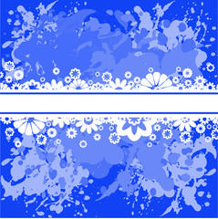 Blue background with white flowers