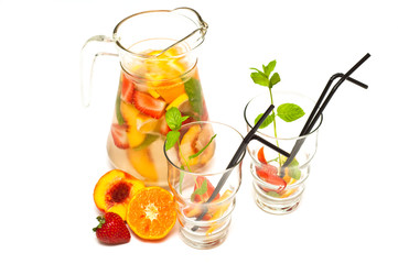 refreshing fruit cocktail isolated on white