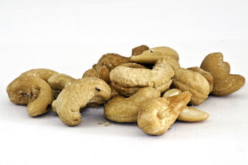 Cashew nuts isolated on the white