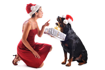 mere noël et chien
