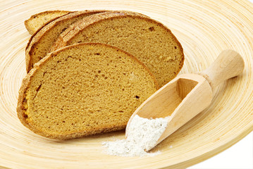 rye bread on wooden plate