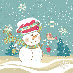 snowman and the bird