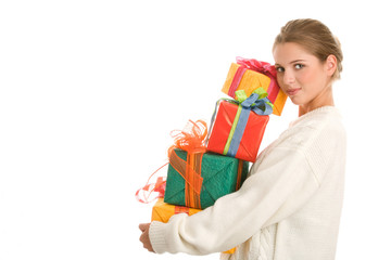 Woman with Christmas gifts