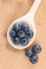 blueberries on wooden table