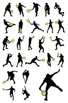 Tennis player silhouettes