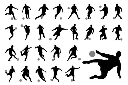 Vector football (soccer) players silhouettes