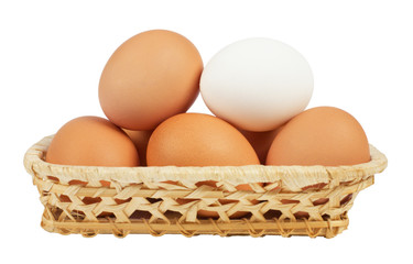 eggs in the basket,isolated on white with clipping path