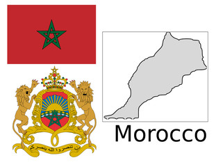 Morocco flag national emblem map