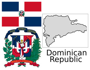 Dominican republic flag national emblem map