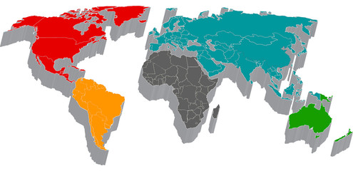 3d map with flag of the world