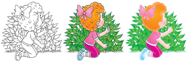 Little girl plays hide-and-seek