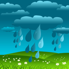 rainy country illustration