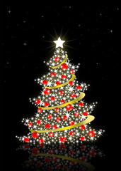 Obraz premium Christmas tree with black background