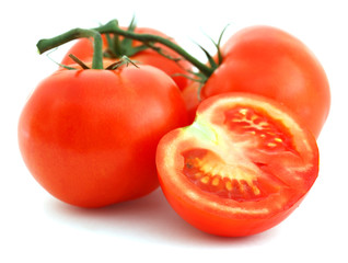 Tomatoes on white background
