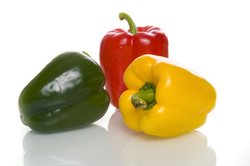 a red, green and yellow paprika