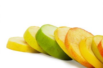 Slices apples fruits with cut