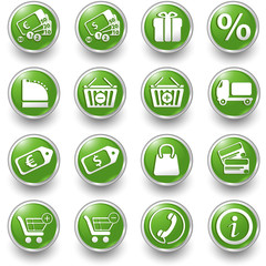 shopping green buttons