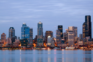Seattle Washington skyling at twilight