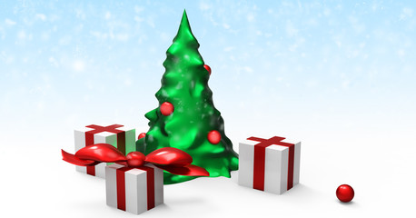 Fototapeta na wymiar 3D christbaum mit geschenken