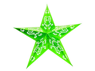 bright green christmas star isolated on white background