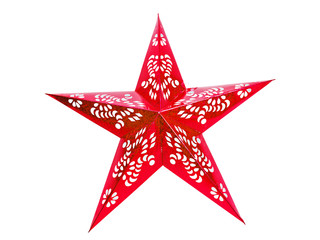 shiny red christmas star isolated on white background