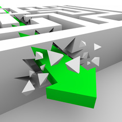 Green Arrow Breaks Through Maze Walls