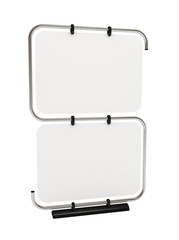 Blank white double board for advertisement, isolated on white