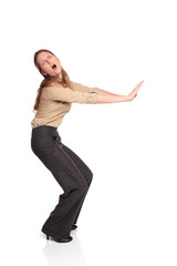 businesswoman - gut punch