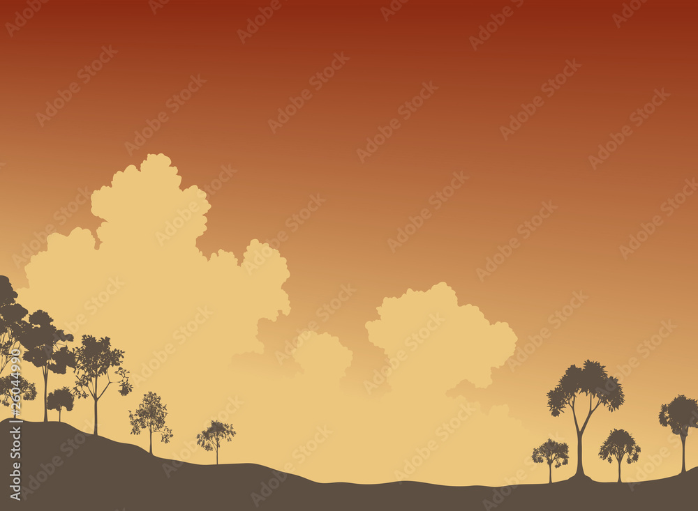 Wall mural trees and sky
