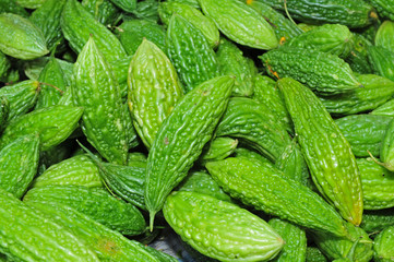 green bitter gourd in the market