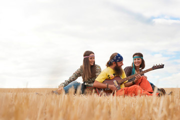 hippies in the field