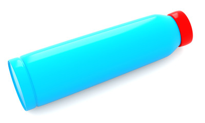 Blue plastic bottle isolated on white background