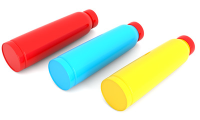 Three plastic bottles isolated on white