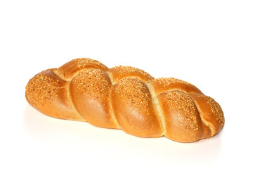 Challah with sesame seeds isolated on white