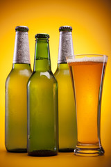 beer on yellow background