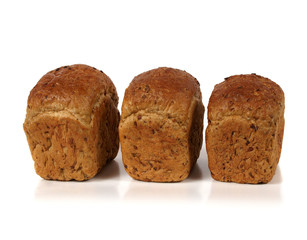 Three loaves of bread with eight cereals