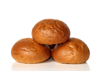 Three buns isolated on white