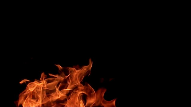 Fire flames on black. 8x slow motion