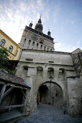 Fototapeta na wymiar Medieval clock tower in Sighisoara, Romania