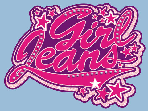 Jeans girl with strass and glitter