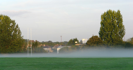 Fototapeta na wymiar Misty Rugby Field