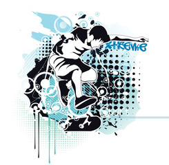 man jumping grunge vector