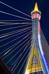 Obraz premium Synbol of king rama9 on bridge in twilight