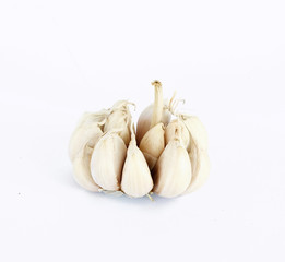 garlic cloves on white background