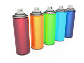 Colorful spray cans