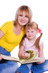 Mother and daughter with book