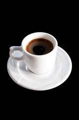 Cup of coffee on black background