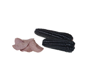 Chips out of Peruvian purple corn isolated (Selective Focus)